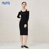 NUTS秋冬款纯色设计感小众镂空简约圆领修身针织连衣裙343103198 商品缩略图3