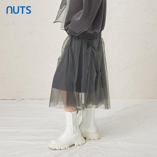 NUTS灰色设计感小众百搭气质显瘦中长款半身裙女343061121 商品图1