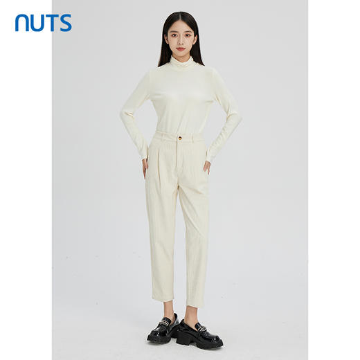 NUTS秋冬款白色时尚气质休闲简约直筒宽松百搭长裤女241073142 商品图2