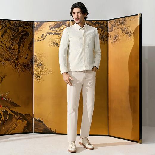 【中华立领】柒牌男士翻领夹克2025春季新款国风盘扣提花肌理外套128K70630 商品图3