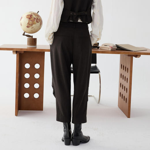 谜底锥形裤女2025春季新品通勤风设计感羊毛混纺九分裤251MK0004 商品图2