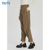 NUTS秋冬款棕色高腰显瘦设计感收脚休闲长裤女241073188B 商品缩略图3