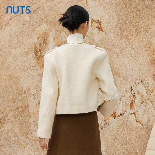 NUTS冬款白色气质百搭圆领直筒小香风高级感短款外套女342041069 商品图4