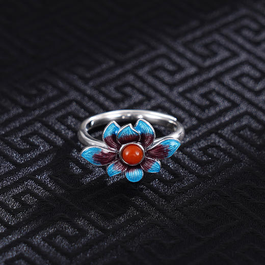 子佩集S925银【莲花沁影】耳钉【ES00239】纯银珐琅彩2412 商品图3