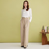 EITIE爱特爱通勤百搭垂坠宽松高级感卡其色阔腿休闲裤春新款A2505503 商品缩略图1