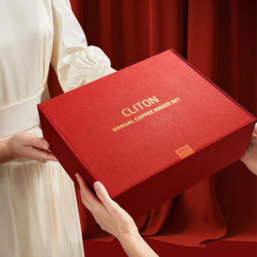 积分免费兑：CLITON手摇磨豆机咖啡豆研磨机手磨咖啡机咖啡壶滤杯手冲壶新年礼盒套装 商品图4