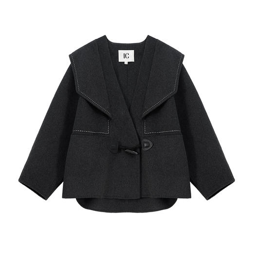 IC 百搭舒适休闲撞色米粒绣双面呢大衣外套女新款高级感上衣 商品图11