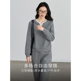 【1件75折】熙世界一整套早春穿搭卫衣套装女2025新款运动风休闲直筒裤两件套