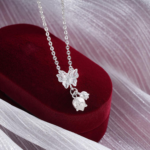 子佩集S990银【清蝶】套链【MXTL021】纯银花丝项链蝴蝶铃兰2412 商品图2