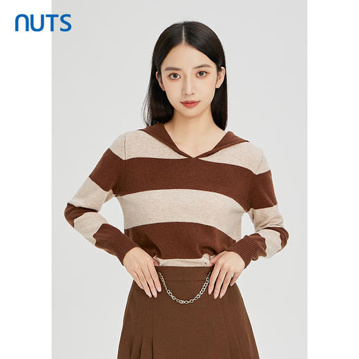 NUTS秋冬款气质百搭宽松显瘦设计感绵羊毛针织套头衫女241052245 商品图2