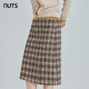 NUTS秋冬款复古气质高腰直筒显瘦格子中长款半身裙女241063286B 商品缩略图4