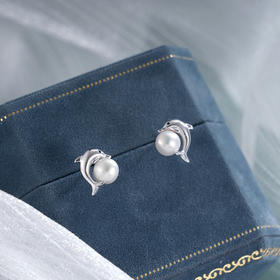 子佩集S925银珍珠耳钉【Z16789】纯银海豚珠径5mm2412