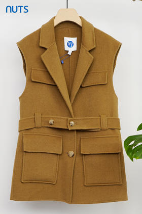 NUTS商场同款宽松百搭双面呢大衣马甲外套141032143A