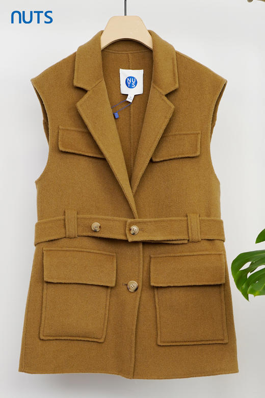 NUTS商场同款宽松百搭双面呢大衣马甲外套141032143A 商品图0