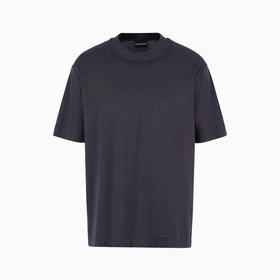 EMPORIO ARMANI 阿玛尼 男士ASV 细条纹平纹针织莱赛尔纤维混纺圆领短袖T恤 蓝色 6D1T90 1JPQZ 0920