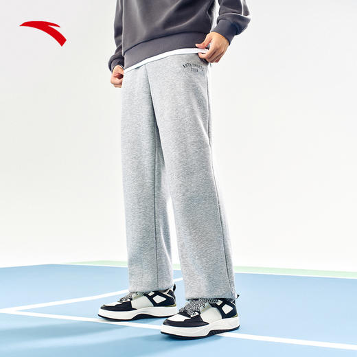 安踏加绒运动长裤男冬季新款美式复古宽松休闲运动裤子152448302N 商品图0