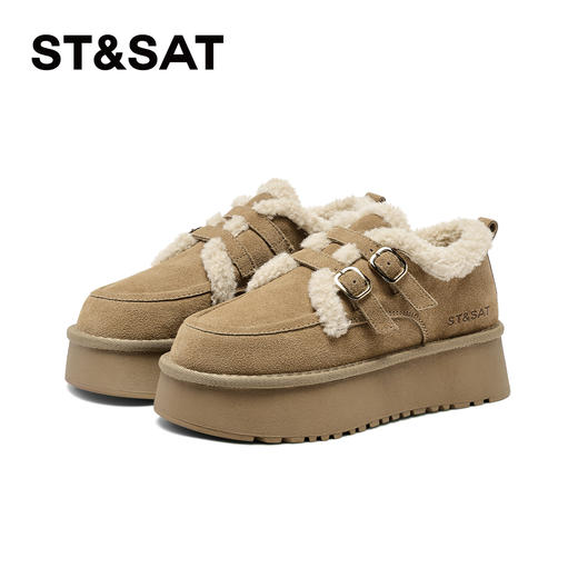 星期六复古双条带厚底增高保暖勃肯鞋SS341121RY 商品图8