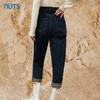 NUTS秋冬款气质百搭休闲高腰显瘦直筒水洗牛仔长裤女342112083 商品缩略图4