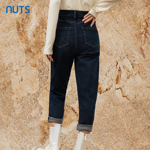 NUTS秋冬款气质百搭休闲高腰显瘦直筒水洗牛仔长裤女342112083 商品图4