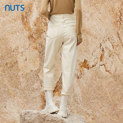 NUTS秋冬款气质百搭休闲高腰显瘦直筒水洗牛仔长裤女342112083 商品图3
