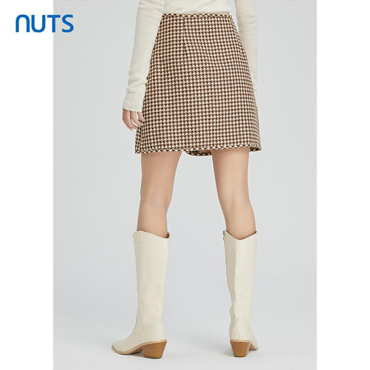 NUTS秋冬款气质百搭通勤高腰设计感格子短款半身裙女241061151B 商品图4