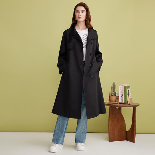 EITIE爱特爱挺阔无性别风气质长款经典卡其色风衣外套2025春新款A2504501 商品图8