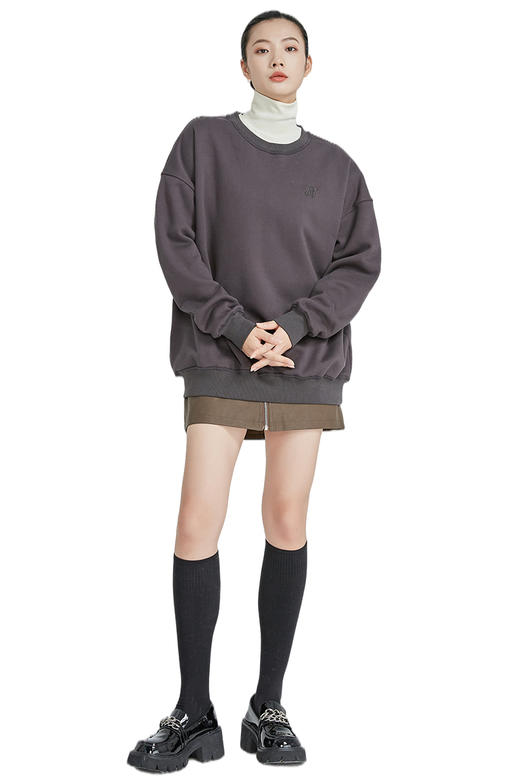 NUTS冬季新品时尚宽松遮肉纯色慵懒长袖T恤女241023159B 商品图5