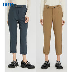 NUTS秋冬款设计感高腰显瘦时尚通勤直筒休闲九分裤女241073283B