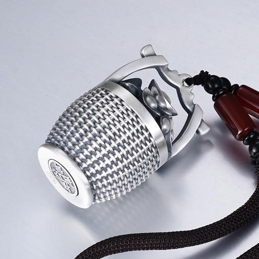 子佩集S999银【一桶金】手把件【DZ1013】纯银仿古大号底部可转动2412 商品图3