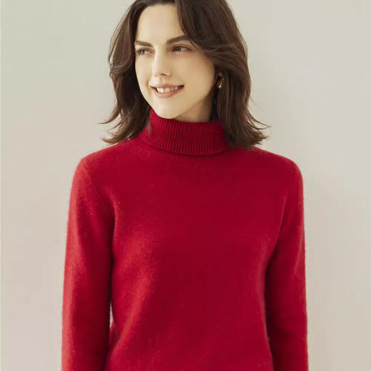 高翻领羊毛针织衫秋冬新款纯色羊毛，打底衫简约风宽松毛衣RMS-3381 商品图4