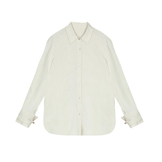 谜底简约衬衫长袖女2025春新品通勤风宽松设计感衬衣女251MC0025 商品图4