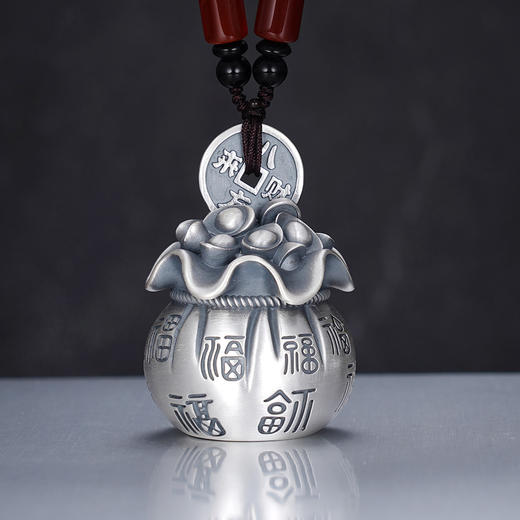 子佩集S999银【招财福袋】手把件【YSY001】纯银仿古底部可转动2412 商品图1