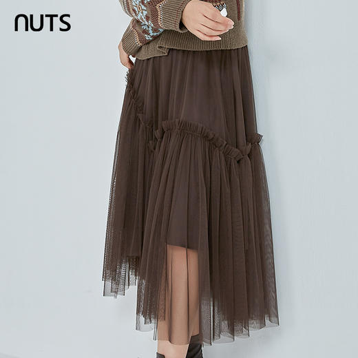 NUTS秋冬季复古气质设计感时尚网纱宽松长款半身裙女241063203B 商品图4