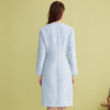 EITIE爱特爱精致高级感浅蓝色V领粗花呢气质连衣裙2025春季新款A2507501 商品缩略图4
