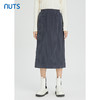 NUTS秋冬款复古简约气质松紧高腰直筒显瘦百搭长裙女241063364B 商品缩略图4