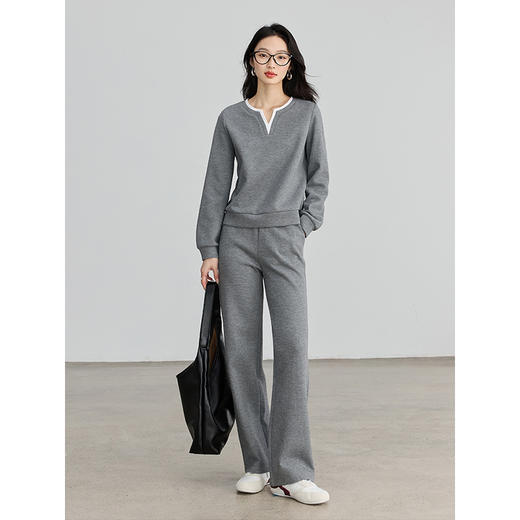 【1件75折】熙世界一整套早春穿搭卫衣套装女2025新款运动风休闲直筒裤两件套 商品图3