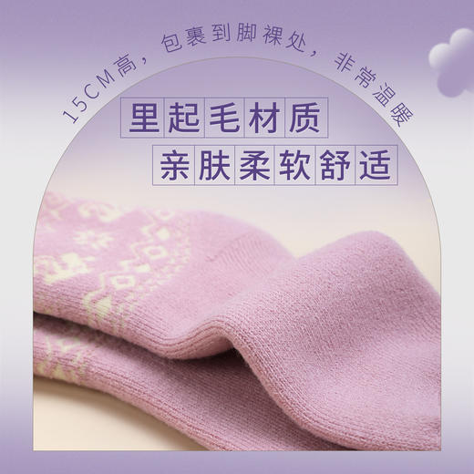 ATSUGI/厚木秋冬加厚里起毛保暖居家袜可爱翻边雪花短袜RGA3576 商品图3