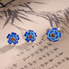 子佩集S925银【繁花妙影】耳钉【ES00618】纯银蓝花珐琅彩2412 商品缩略图2