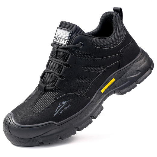 蓝鸥盾新款四季款劳保鞋防砸防刺穿欧标钢包头达标4.0㎜凯夫拉底橡胶底超纤黑色低帮安全鞋 商品图5