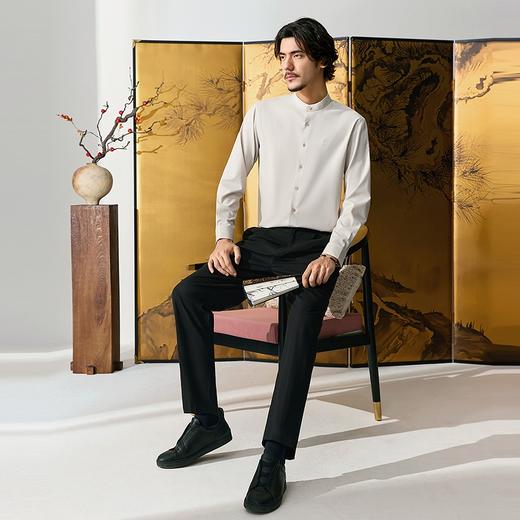 【薛晨同款】柒牌男装长袖衬衫2025春季新款休闲简约男士花纱衬衣128A71710 商品图6