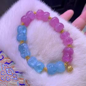 12mm-15mm单圈粉蓝莲花珠碧玺手链