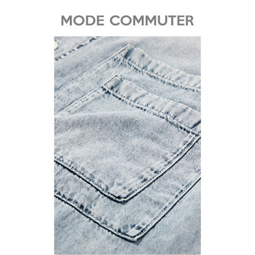 MODE COMMUTER夏季口袋翻领牛仔衬衫潮流男士短袖MCD123304D 商品图3