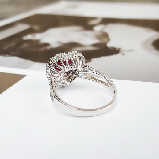 【天然正品】AU750收藏级白金镶钻镶天然1.51克拉无烧莫桑比克鸽血红红宝石戒指15号（戒圈可改）女士现售价：37800！251224XY11 商品图6