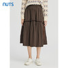 NUTS秋冬款棕色花边气质百搭松紧高腰显瘦长款半身裙女241063220 商品缩略图3