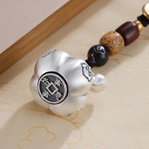 子佩集S999银【万柿如意】钥匙扣【YSY005】纯银柿子底部可转动小摆件2412 商品图6