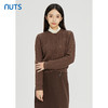 NUTS棕色气质百搭通勤圆领镂空短款针织外套女241053176 商品缩略图2