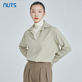 NUTS新品半开襟一片领休闲时尚长袖衬衫女241013072B