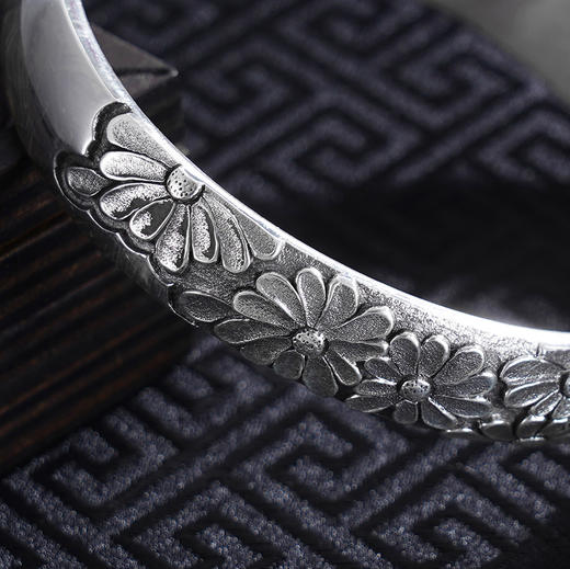 子佩集S999银【繁花溯景】手工银手镯原创设计【55100040】纯银2412 商品图4