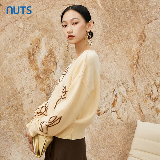 NUTS春季新款气质百搭通勤设计感薄款短款毛衣上衣打底女342052028 商品图1