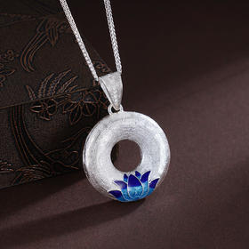 子佩集S990银【江南采莲】吊坠【CDZ000028-1】纯银花丝珐琅彩平安扣(不含链)2412